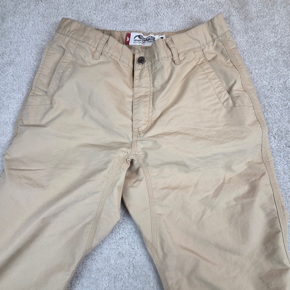 Mountain Khakis Slim Fit Poplin Pants Mens 32x33 Tan Lightweight Quick Dry